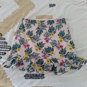 Floral Skirt with Ruffle Hem